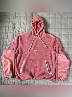 RARE Nike Coral Pink Basketball Sherpa Hoodie with Mesh Liner
